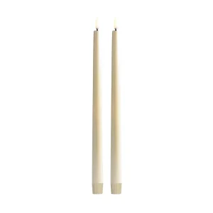 LED taper candle, Pearl ivory, Smooth, 2-pack, 2,3x32 cm