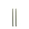 LED taper candle, Sage green, Smooth, 2-pack, 2,3x25 cm