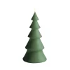 LED candle Christmas tree, Olive green, Smooth, 10x20 cm