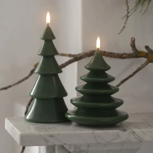 Alternative view of LED candle Christmas tree, Olive green, Smooth, 10x20 cm