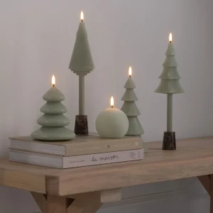 Alternative view of LED candle Christmas tree, Sage green, Smooth, 11x13 cm